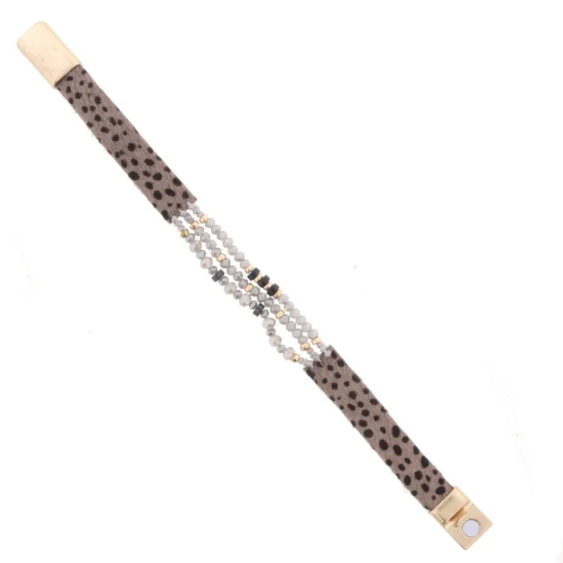 Grey Cheetah Multi Strand Grey Magnetic Bracelet sold by Charming Charlie