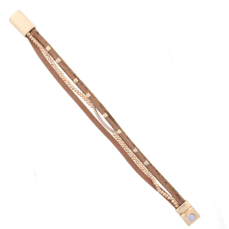 Multi Strand Brown Metallic Snakeskin Magnetic Bracelet sold by Charming Charlie