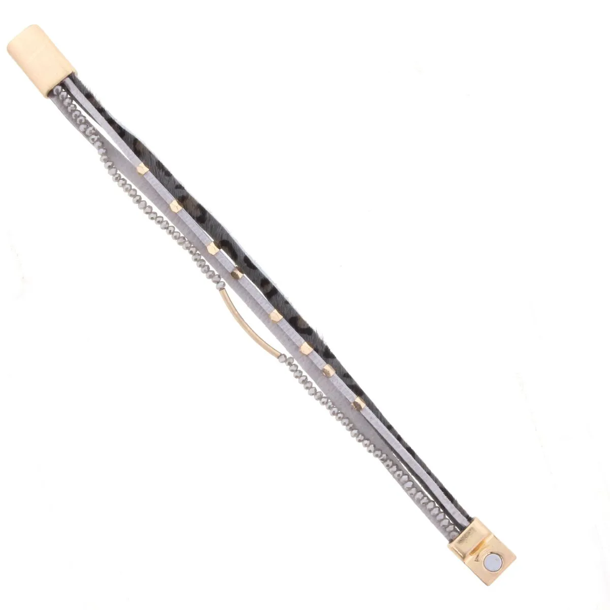 Multi Strand Grey Leopard Magnetic Bracelet sold by Charming Charlie