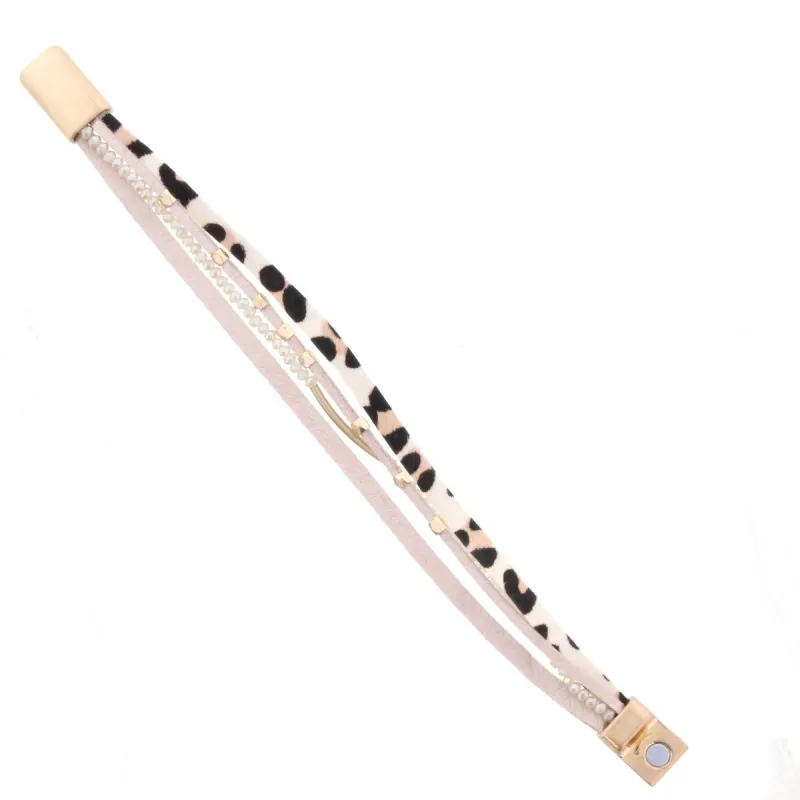 Multi Strand Nude Leopard Magnetic Bracelet sold by Charming Charlie