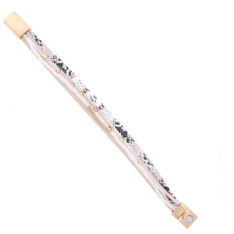 Multi Strand Grey/White Snakeskin Magnetic Bracelet sold by Charming Charlie