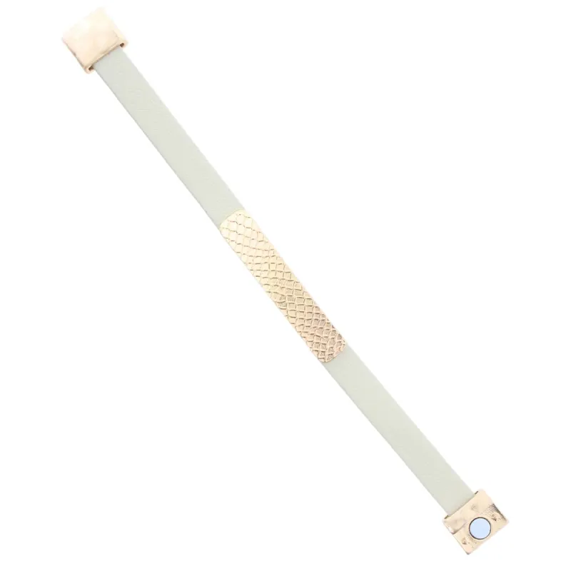 Cream Leather Bracelet with Gold Textured Bar sold by Charming Charlie