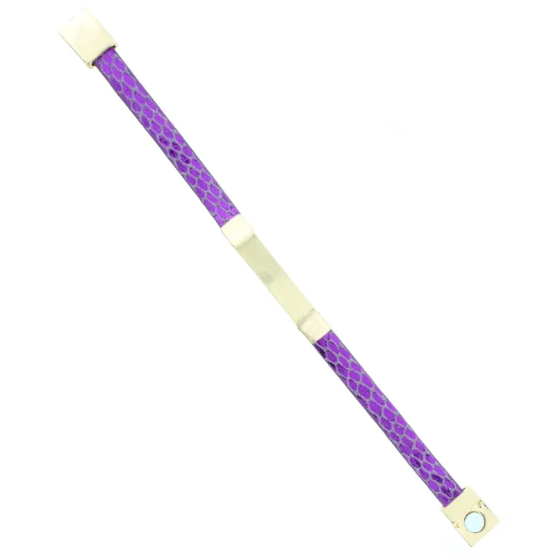 Purple Leather Snake Bracelet with Gold Bar sold by Charming Charlie