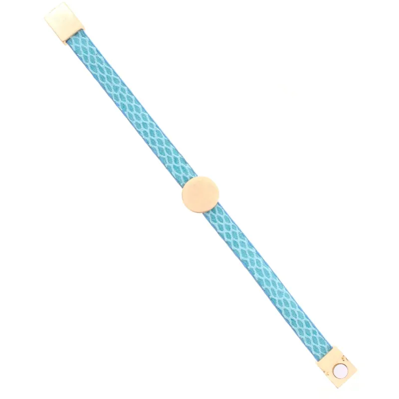 Turquoise Leather Snake Bracelet with Gold Circle sold by Charming Charlie