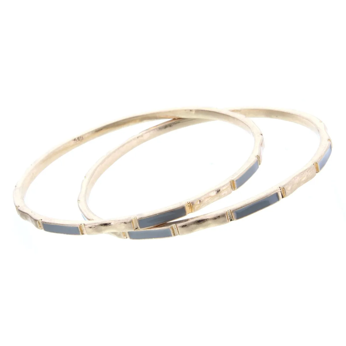 2 Blocked Off Gold Bangle Bracelets with Grey Epoxy sold by Charming Charlie