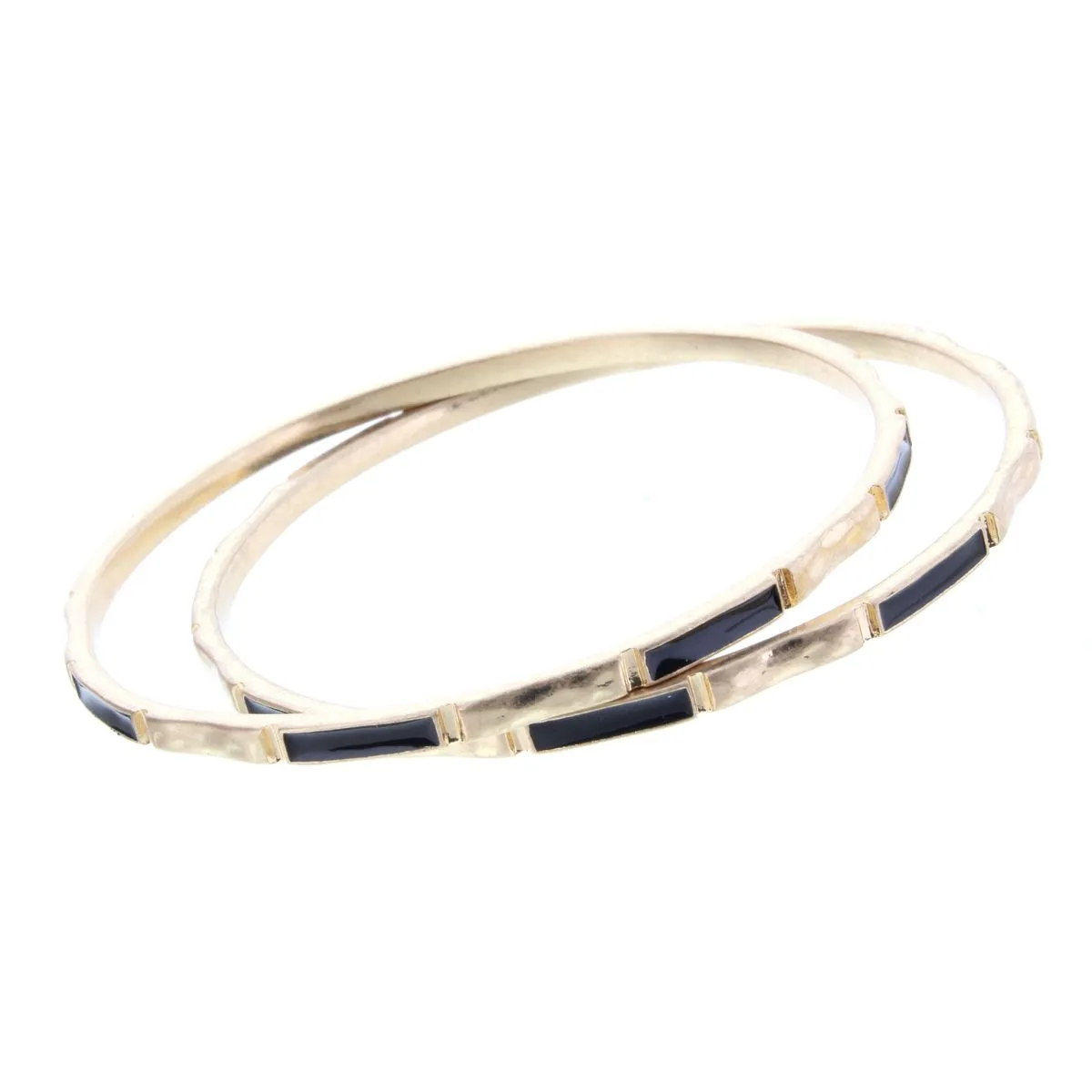 2 Blocked off Gold Bangle Bracelets  with Jet Epoxy sold by Charming Charlie