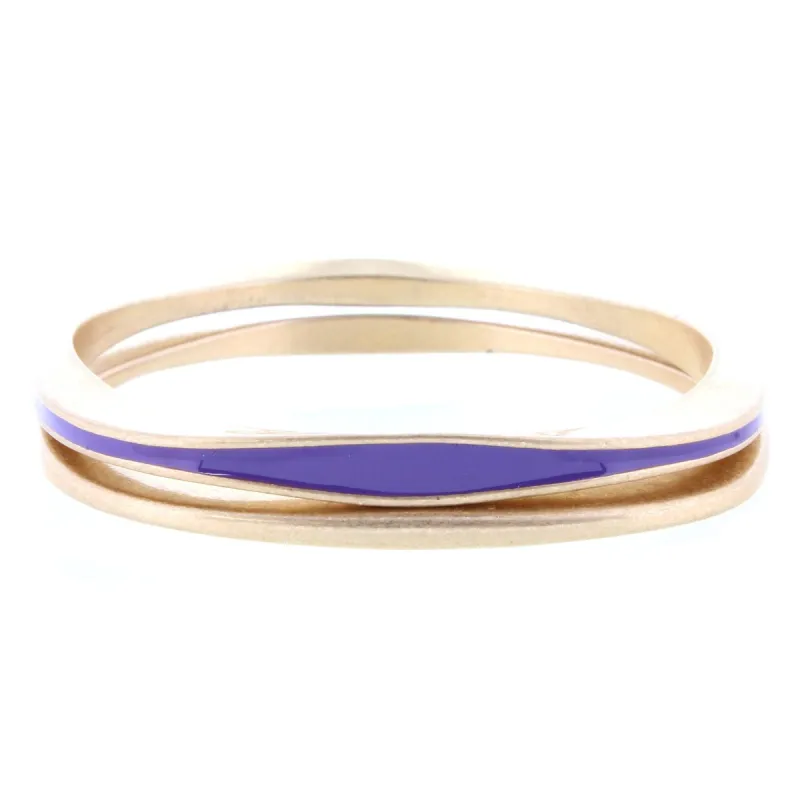 2 Gold Wavy Bangle Bracelets with Purple Epoxy sold by Charming Charlie