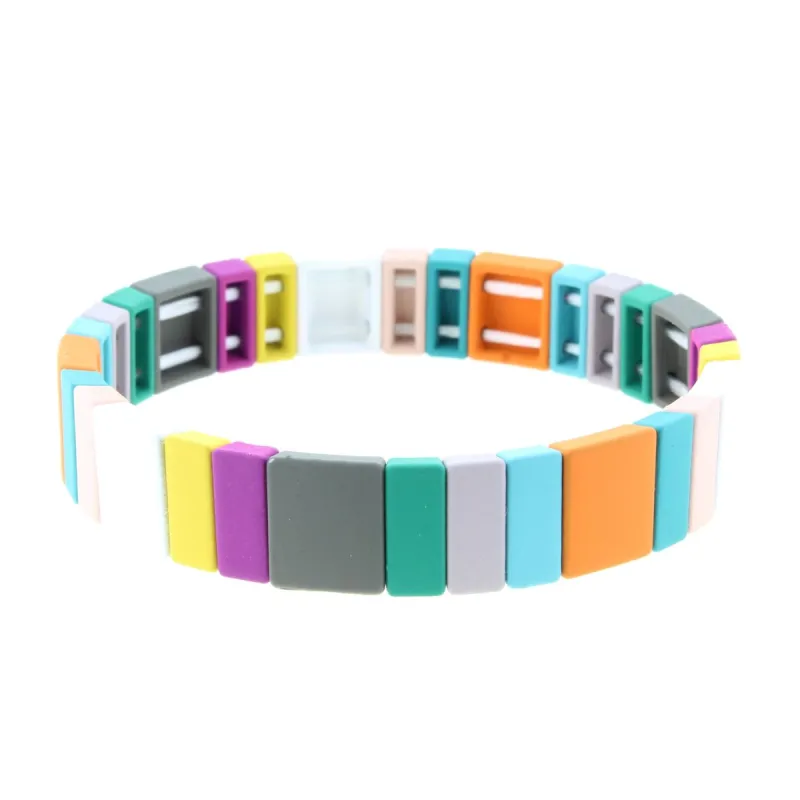 Multi Square & Rectangular Metal Shape Stretch Bracelet sold by Charming Charlie