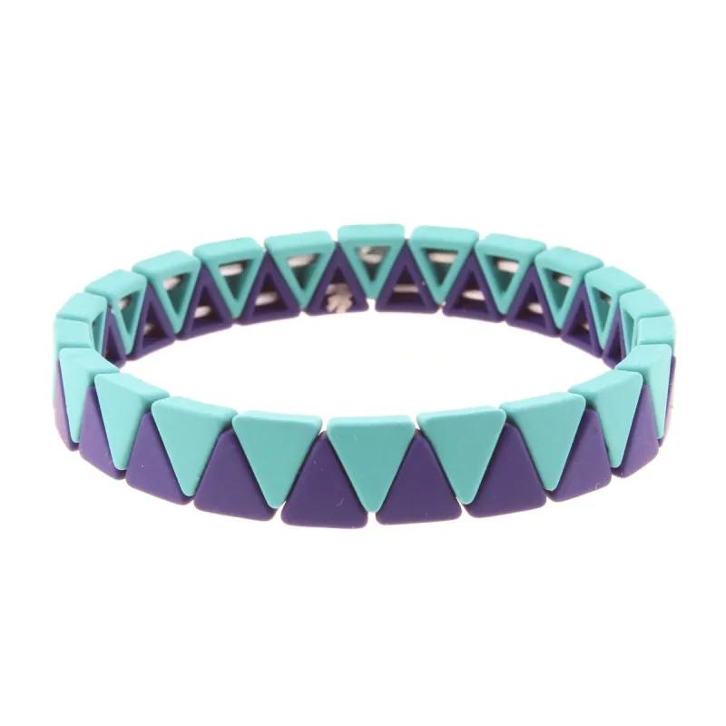 Navy & Teal Triangle Metal Shape Stretch Bracelet sold by Charming Charlie