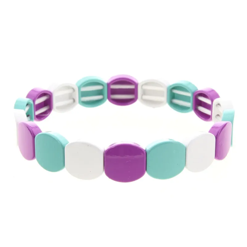 White, Purple, Mint Rounded Metal Shape Stretch Bracelet sold by Charming Charlie