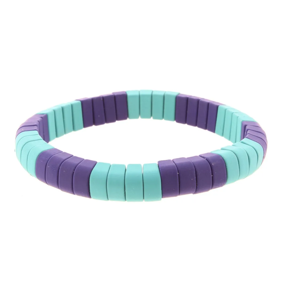 Navy & Teal Rounded Rectangle Metal Shape Stretch Bracelet sold by Charming Charlie