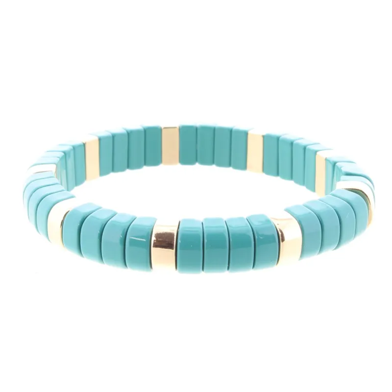 Teal Rectangular Metal Shape Stretch Bracelet sold by Charming Charlie