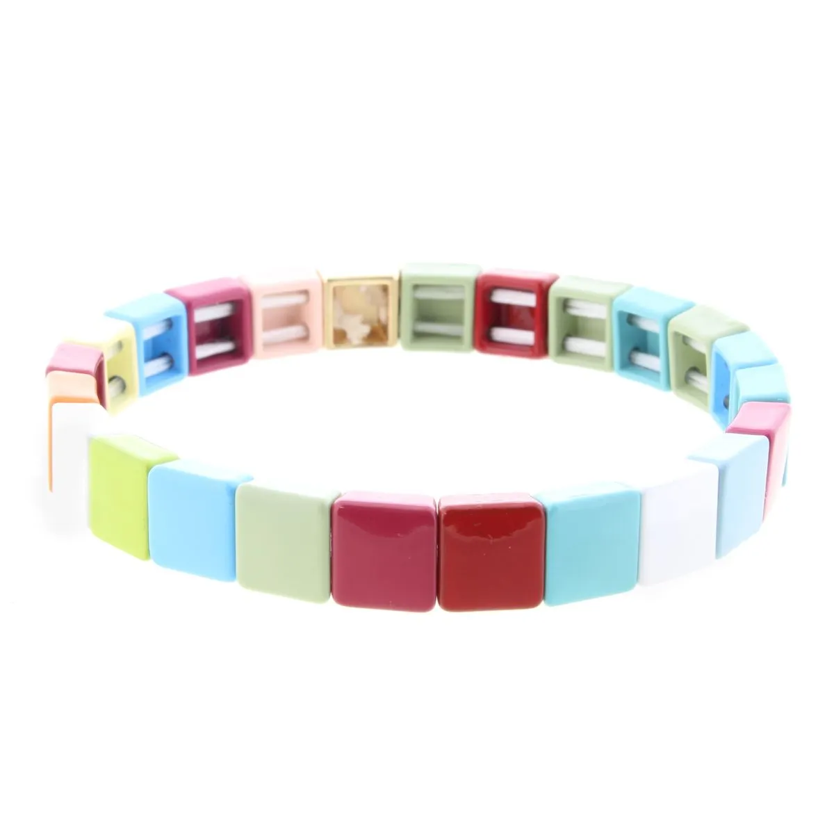 Multi Square Metal Shape Stretch Bracelet sold by Charming Charlie