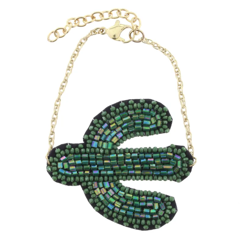 Adjustable Gold Chain Bracelet with Beaded Cactus sold by Charming Charlie