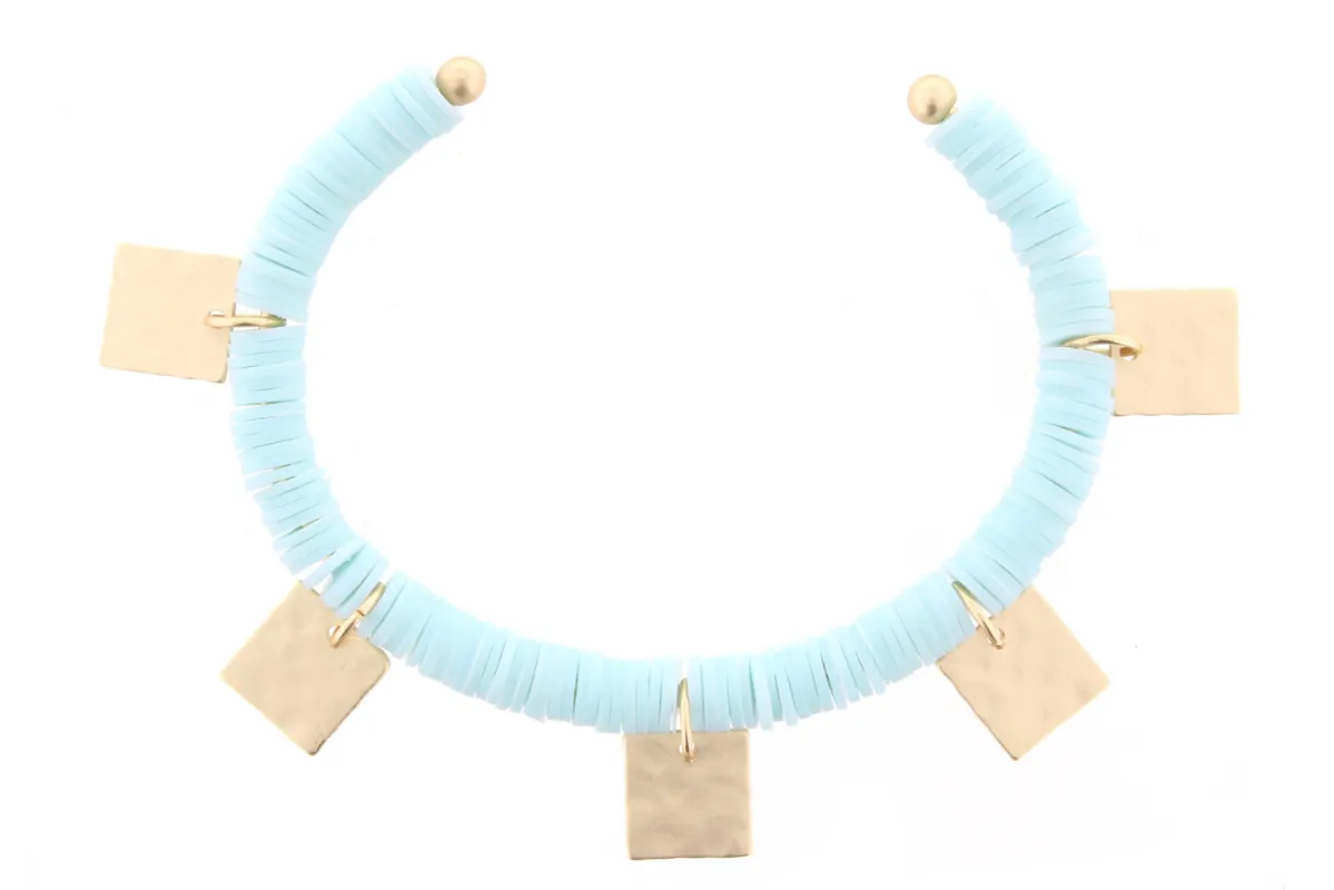 Soft Mint Discs Gold Cuff Bracelet with Gold Square Accents sold by Charming Charlie