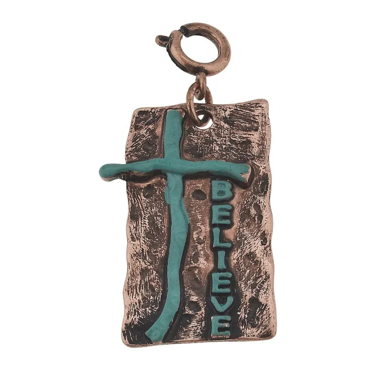 Copper Patina Plate with "Believe" Charm sold by Charming Charlie