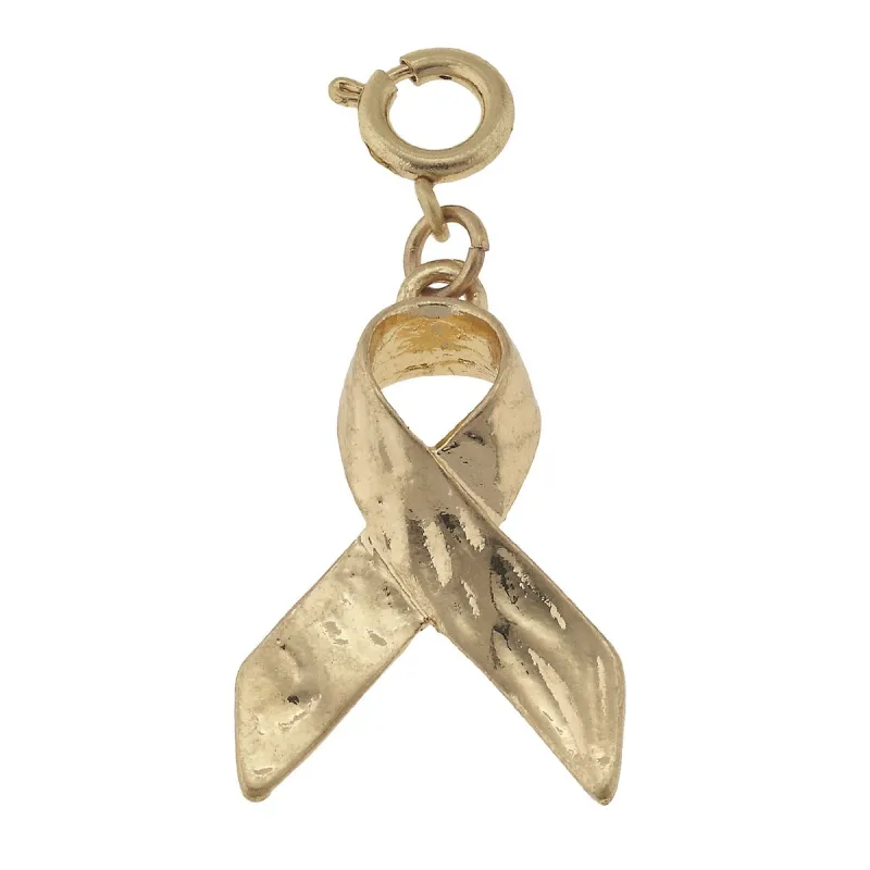 3D Gold Cancer Ribbon Charm sold by Charming Charlie