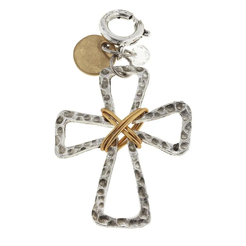 Wire Wrapped Cross with Clear Glass Cluster Charm sold by Charming Charlie