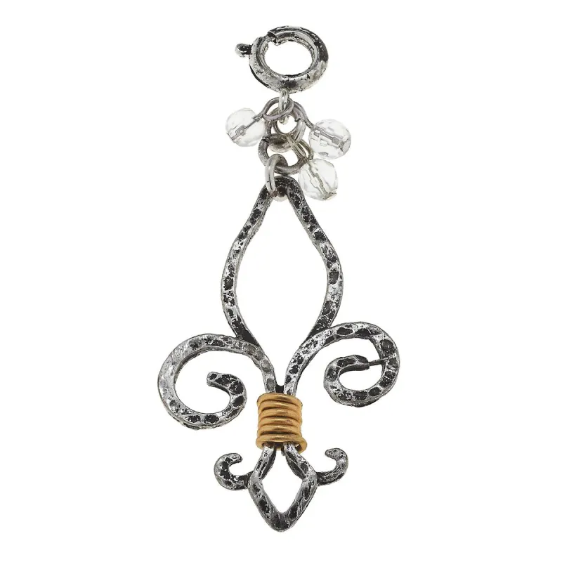 Wire Wrapped Fleur De Lis with Clear Glass Cluster Charm sold by Charming Charlie