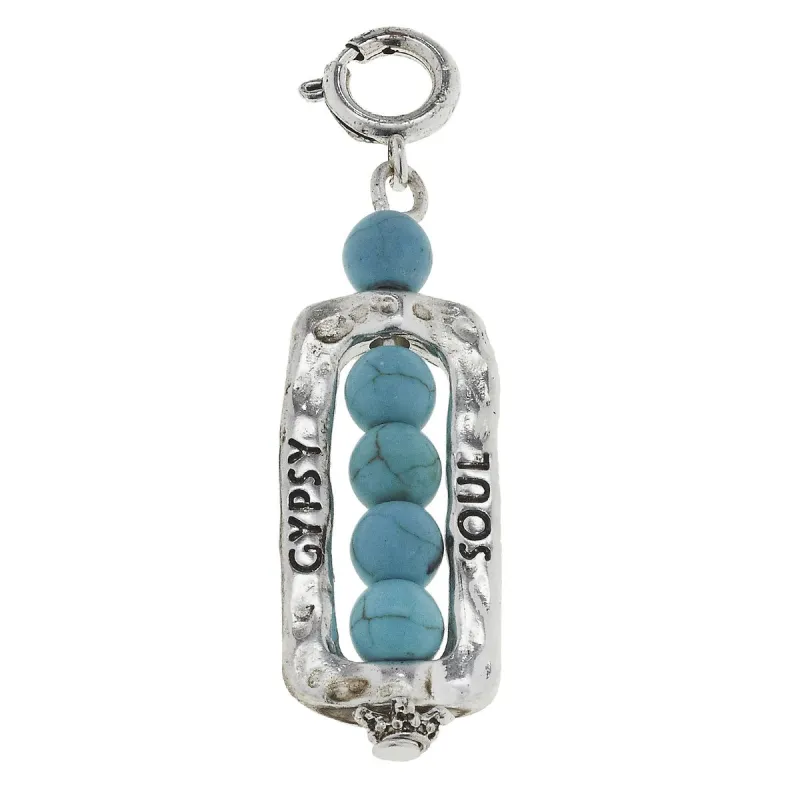 Antique Silver "Gypsy Soul" Framed Turquoise Charm sold by Charming Charlie