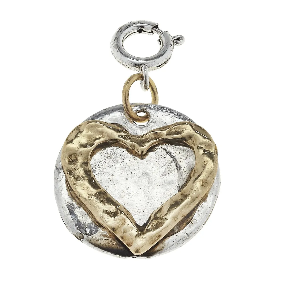 Antique Gold Heart on Antique Silver Disk Charm sold by Charming Charlie