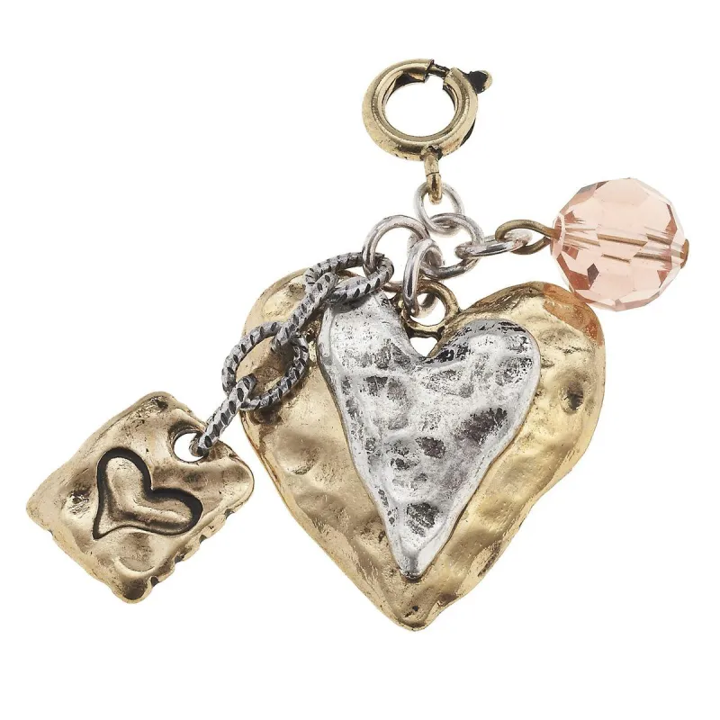 2-Tone Heart and Rose Glass Charm sold by Charming Charlie
