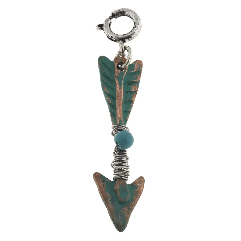Patina Arrow with Copper Wire Wrapped Turquoise Charm sold by Charming Charlie