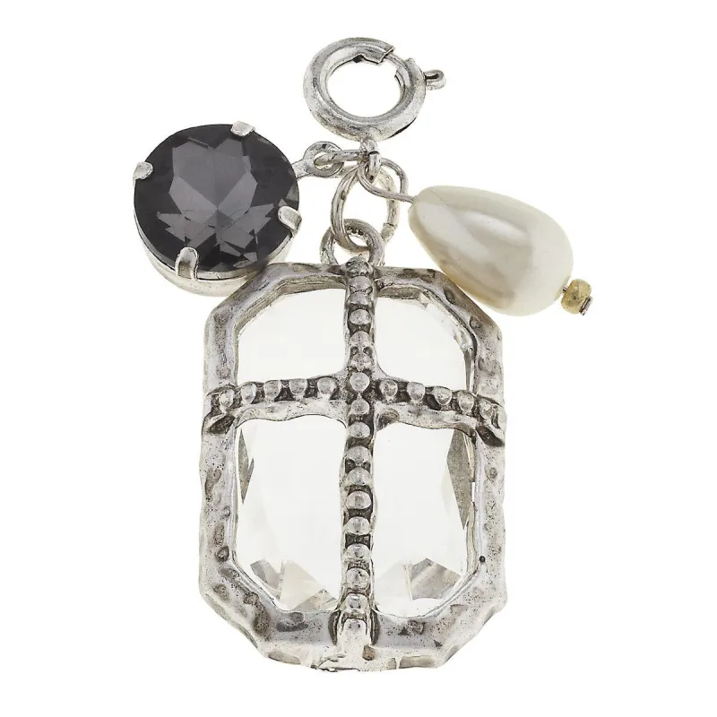 Antique Silver Chandelier and Black Diamond Chrystal Cluster Charm sold by Charming Charlie