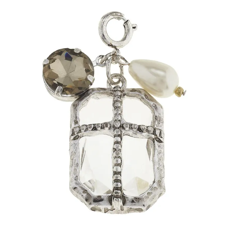 Antique Silver Chandelier and Platinum Chrystal Cluster Charm sold by Charming Charlie