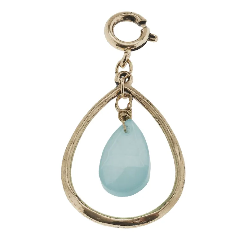 Antique Gold Teardrop with Aqua Teardrop Glass Charm sold by Charming Charlie