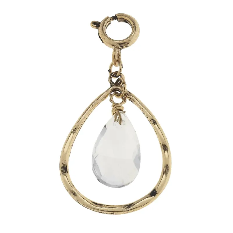 Antique Gold Teardrop with Clear Teardrop Glass Charm sold by Charming Charlie