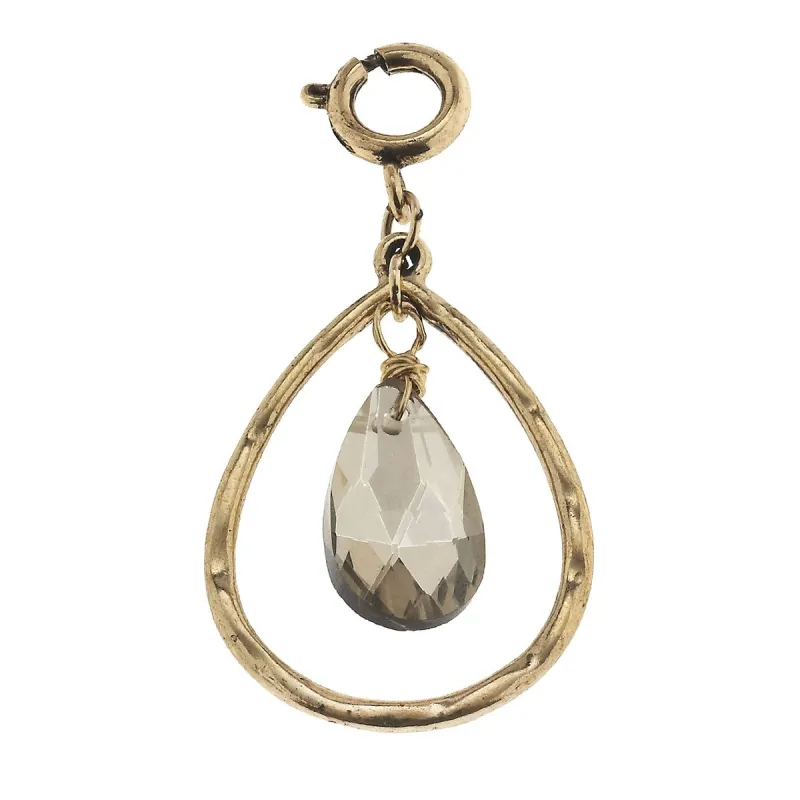Antique Gold Teardrop with Black Diamond Teardrop Glass Charm sold by Charming Charlie
