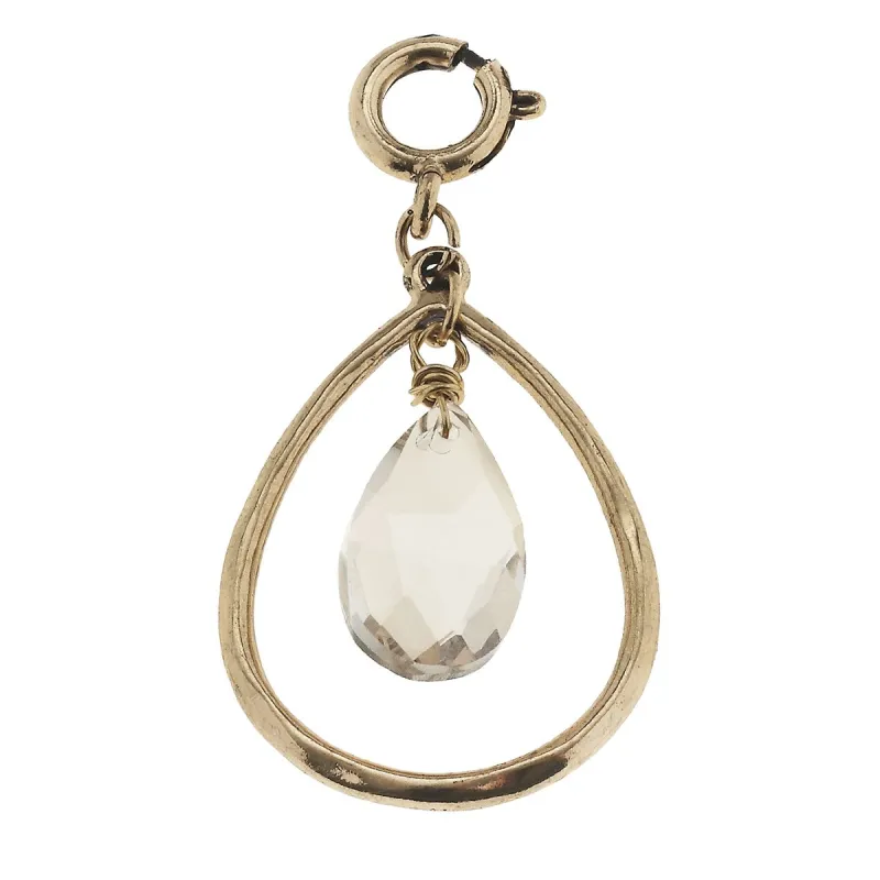 Antique Gold Teardrop with Platinum Teardrop Glass Charm sold by Charming Charlie