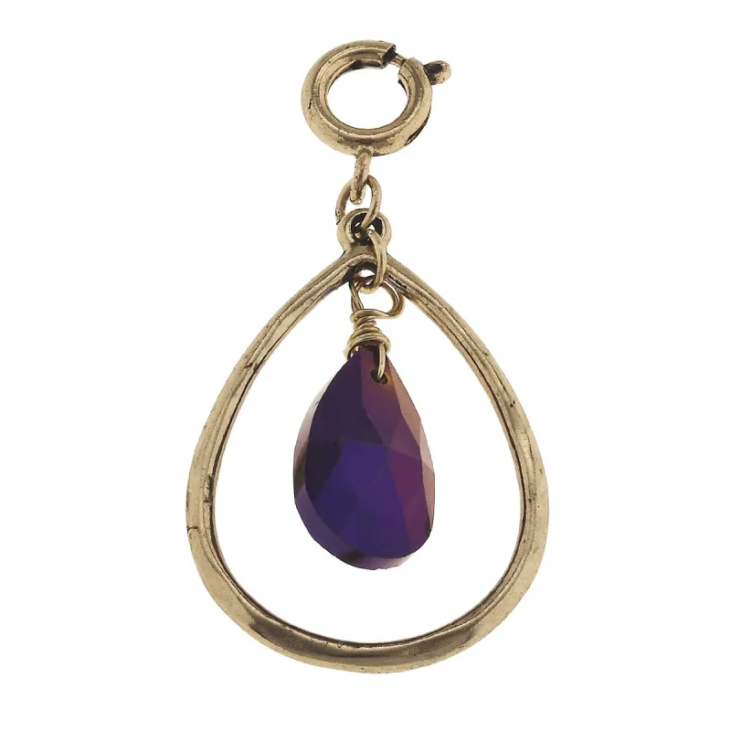 Antique Gold Teardrop with Lavender Teardrop Glass Charm sold by Charming Charlie