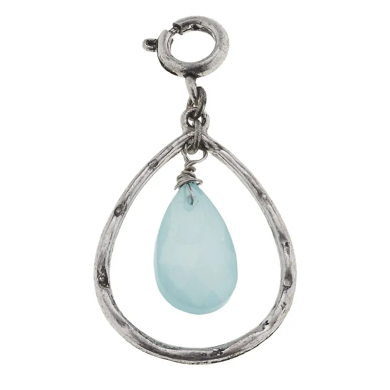 Antique Silver Teardrop with Aqua Teardrop Glass Charm sold by Charming Charlie