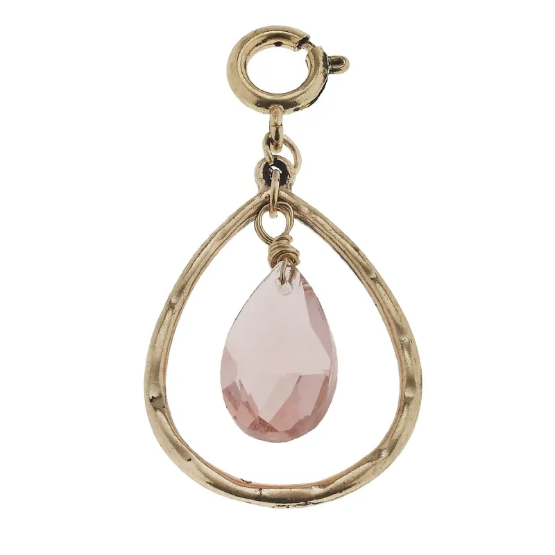Antique Gold Teardrop with Rose Teardrop Glass Charm sold by Charming Charlie