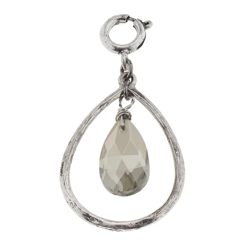 Antique Silver Teardrop with Black Diamond Teardrop Glass Charm sold by Charming Charlie