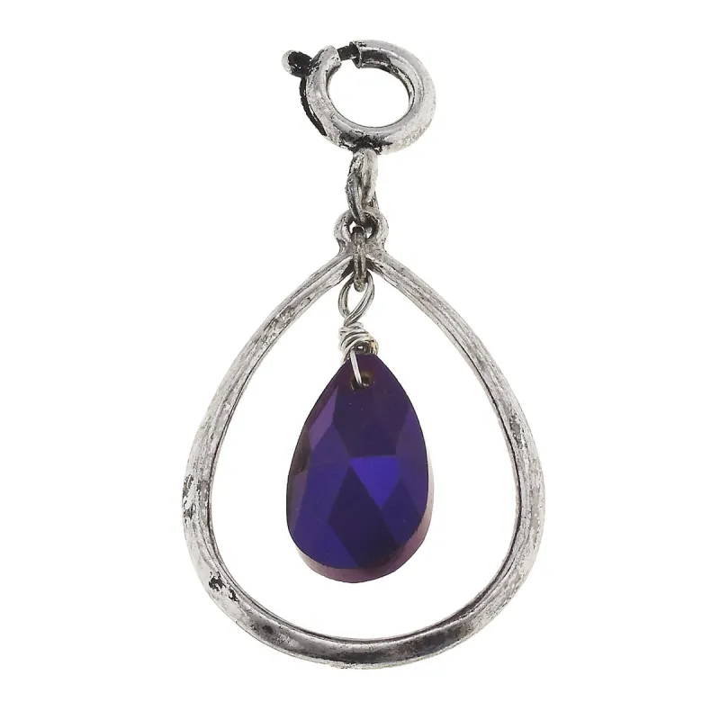 Antique Silver Teardrop with Lavender Teardrop Glass Charm sold by Charming Charlie