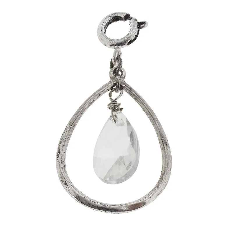 Antique Silver Teardrop with Clear Teardrop Glass Charm sold by Charming Charlie