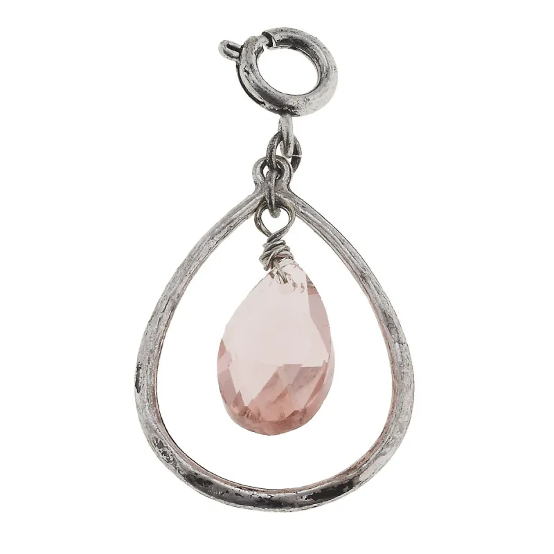 Antique Silver Teardrop with Rose Teardrop Glass Charm sold by Charming Charlie