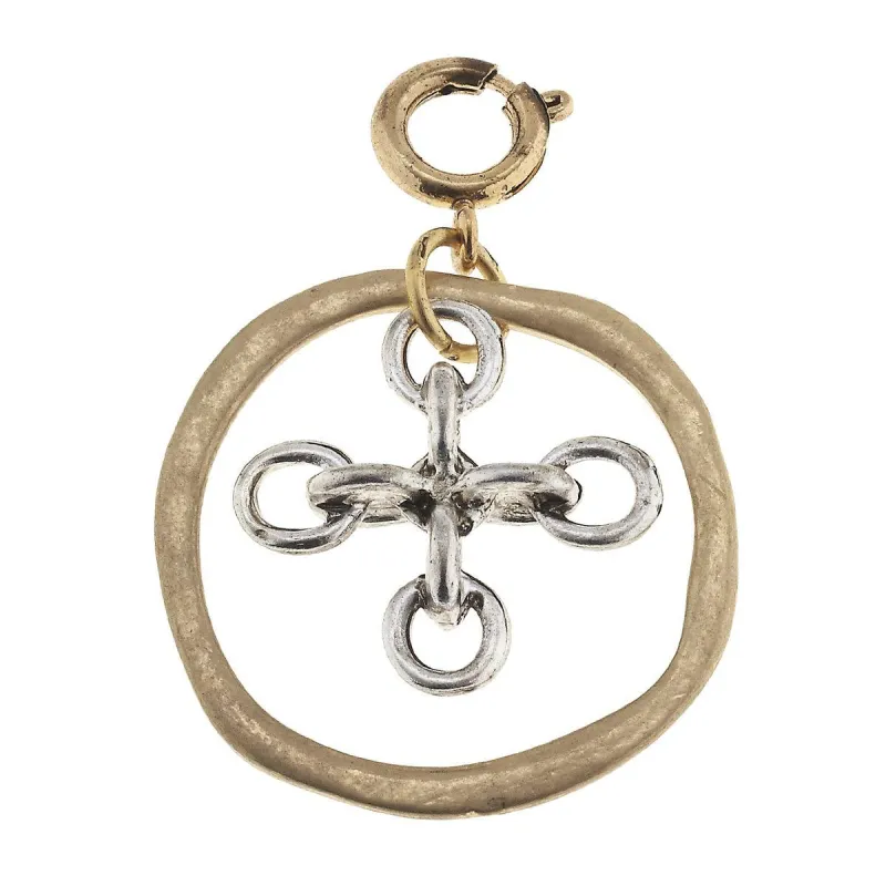 Antique Silver Chain Cross in Antique Gold Ring Charm sold by Charming Charlie