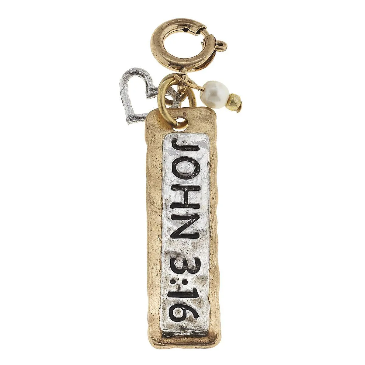 2-Tone John 3:16 Scripture Phrase Charm sold by Charming Charlie
