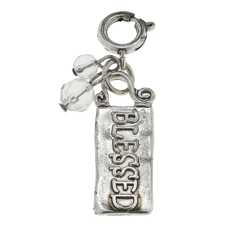 Antique Silver Artisan Phrase Charm - Blessed sold by Charming Charlie