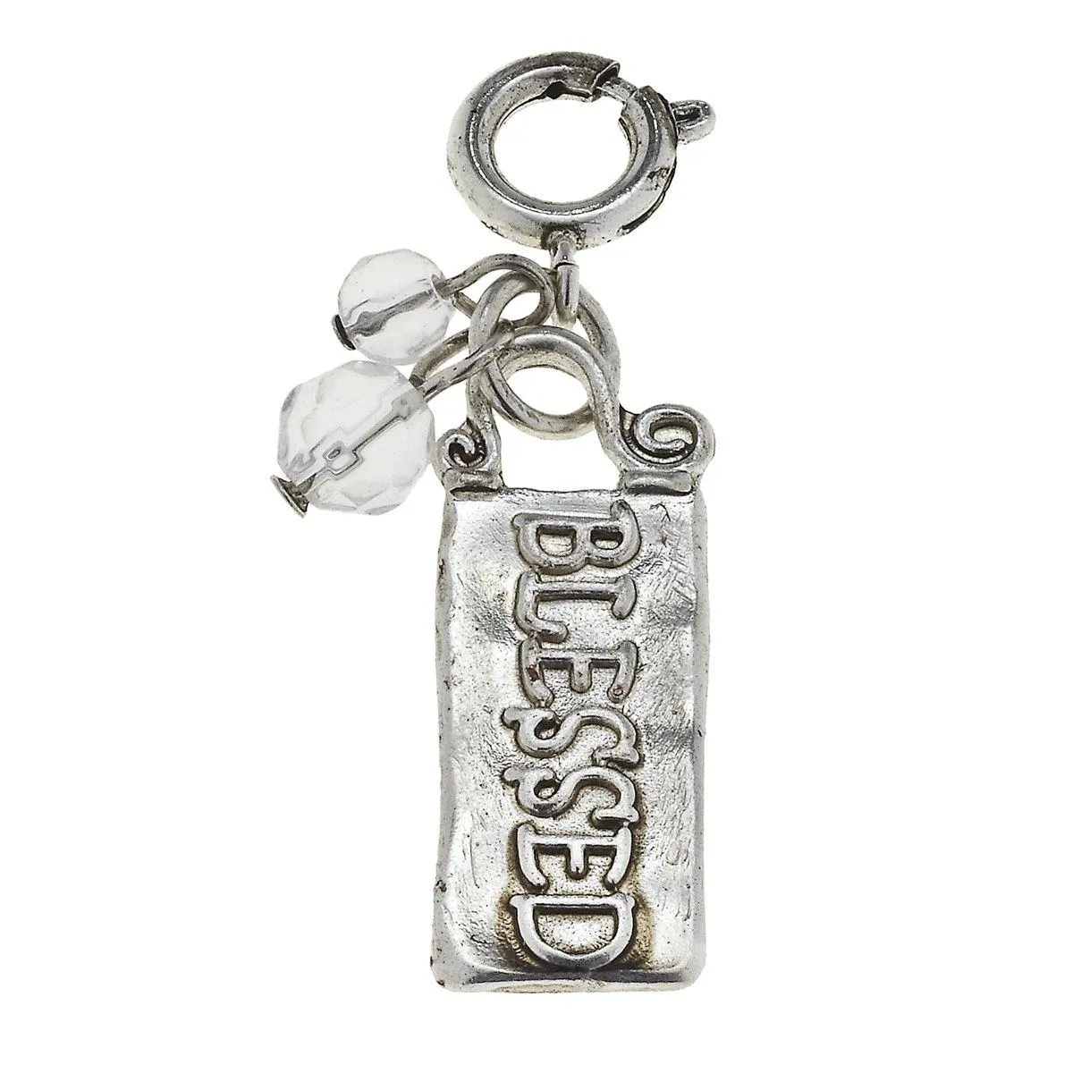 Antique Silver Artisan Phrase Charm - Blessed sold by Charming Charlie