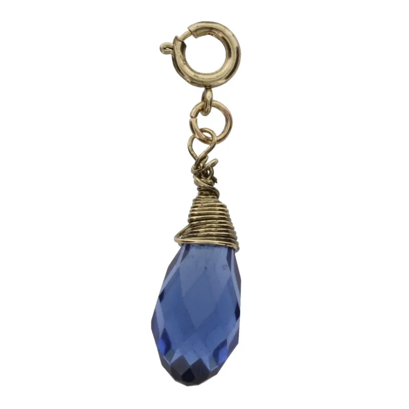 Antique Gold And Blue Zircone Birthstone Wire Wrapped Charm sold by Charming Charlie