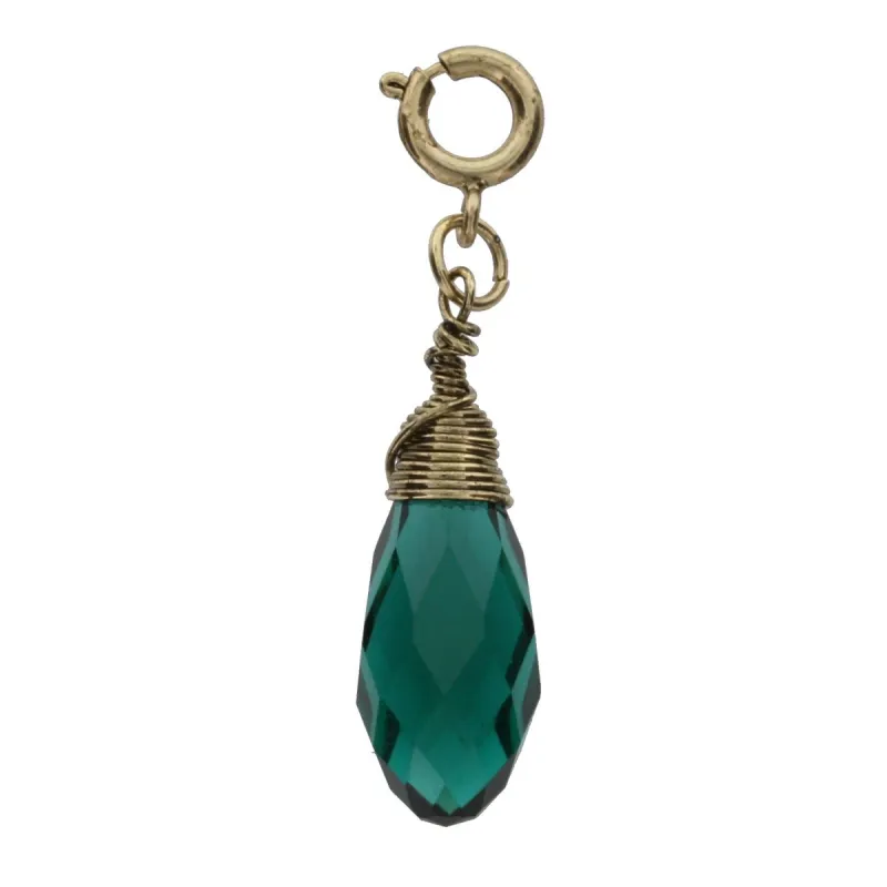 Antique Gold And Emerald Birthstone Wire Wrapped Charm sold by Charming Charlie
