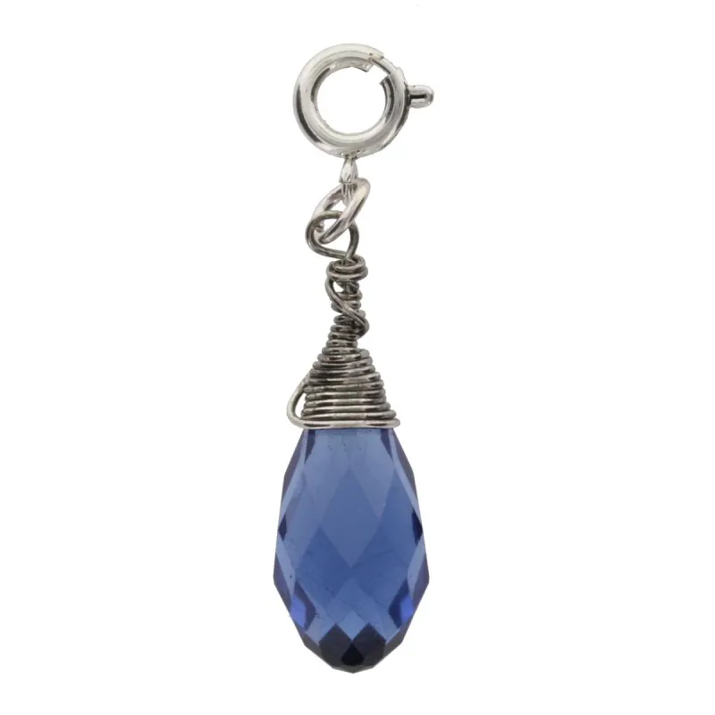 Silver and Blue Zircone Birthstone Wire Wrapped Charm sold by Charming Charlie