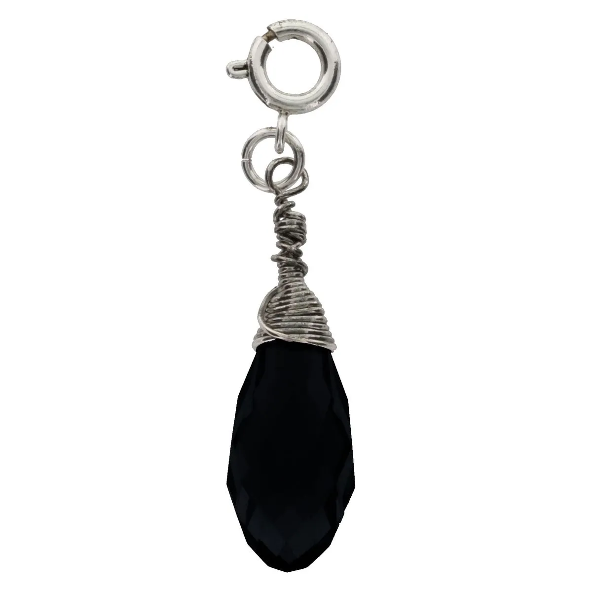 Silver and Jet Black Birthstone Wire Wrapped Charm sold by Charming Charlie