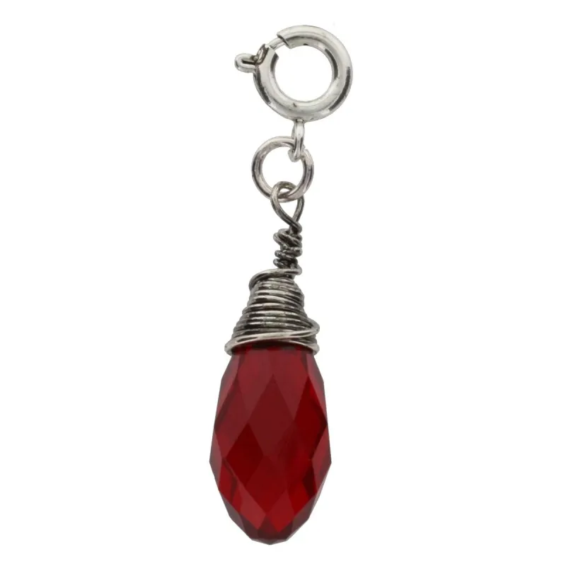 Silver and Ruby Birthstone Wire Wrapped Charm sold by Charming Charlie