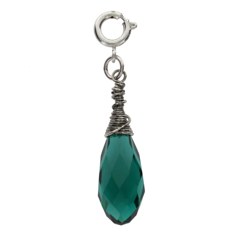 Silver and Emerald Birthstone Wire Wrapped Charm sold by Charming Charlie